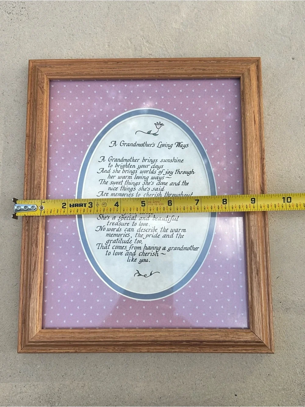 Cottage Core Pink Grandma Framed Poem Photo